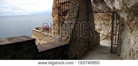 Alghero - Sardinia (Italy). Neptune's Cave - Panoramic shot of Escala del Cabirol
