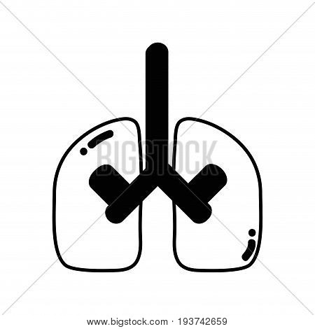 contour lungs organ to anatomy pulmonary care vector illustration