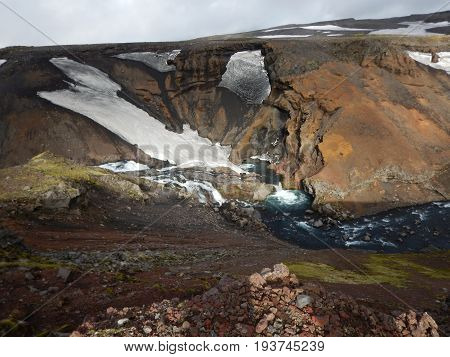 Waterfalls Cascade At River Skoga In Iceland