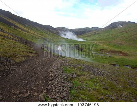 Hveragerdi Valey Of Hot Streams And Waterfalls In Iceland
