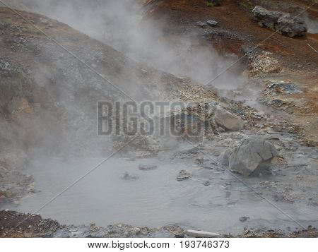 Hveragerdi Valey Of Hot Streams And Waterfalls In Iceland