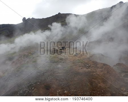 Hveragerdi Valey Of Hot Streams And Waterfalls In Iceland