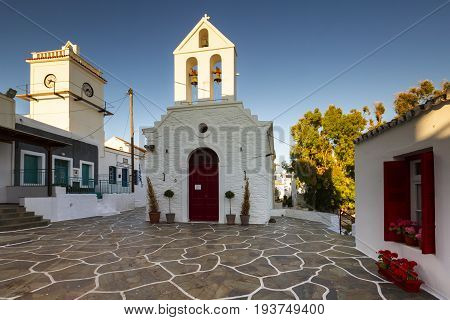 MESSARIA, GREECE - MAY 23, 2017: Messaria, the main village of Kythnos island in Greece on May 23, 2017.