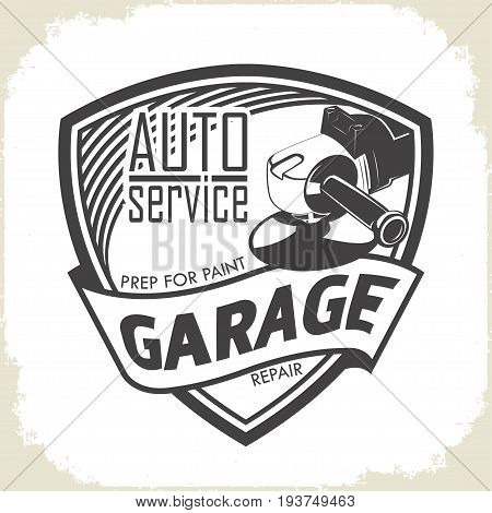 Garage auto service logo, monochrome style, vector