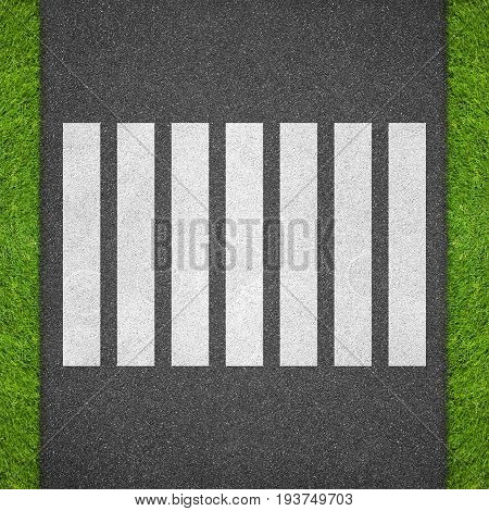 White zebra crossing on the asphalt road