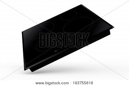 Induction cooktop on white background 3d render