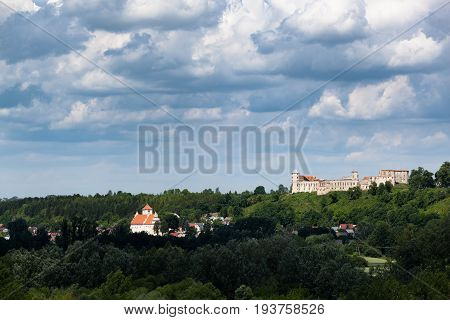 Ruins of Renaissance castle in Janowiec Poland Europe. View from Miecmierz.