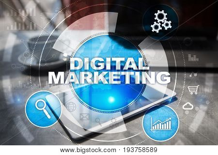 DIgital marketing technology concept. Internet. Online. Search Engine Optimisation. SEO SMM Advertising