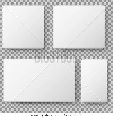 Box view. Realistic White blank Package Cardboard Box. isolated on transparent background. Vector illustration. Eps 10.