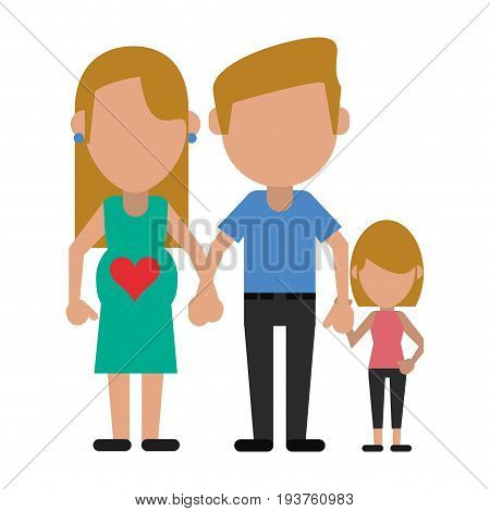 pregnant mother father and daughter avatars of family members icon image vector illustration design