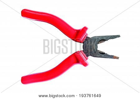 Red grip steel engineer equipment piler with clipping path for work construction