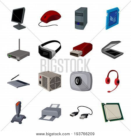 Personal computer accessories set icons in cartoon design. Big collection of personal computer accessories vector symbol stock illustration