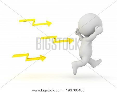3D Character Being Chased By Lightning
