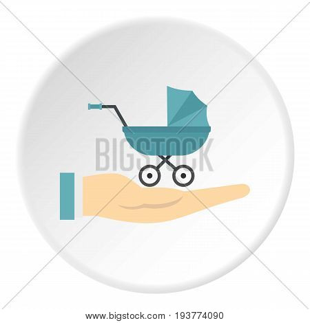 Baby pram protection icon in flat circle isolated vector illustration for web