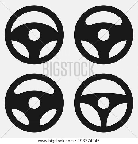 Sey of Car wheel icon. Collection Car rudder logo icon isolated on white background. Vector illustration. Eps 10.