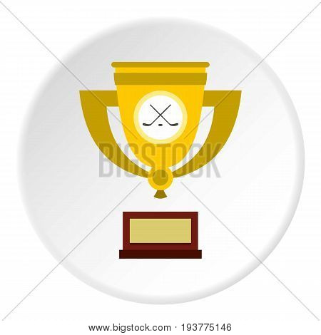 Ice hockey cup icon in flat circle isolated vector illustration for web