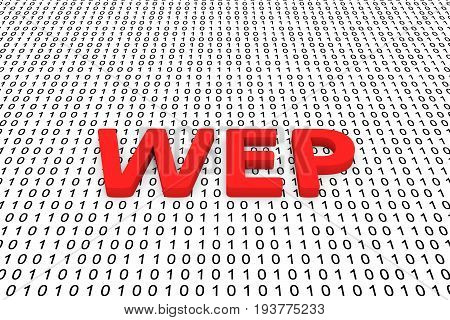 WEP in the form of binary code, 3D illustration