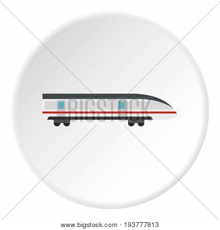 Modern high speed train icon in flat circle isolated vector illustration for web
