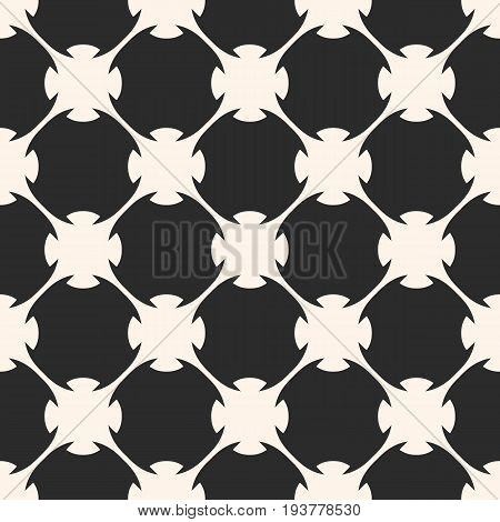 Vector seamless pattern. Monochrome abstract geometric texture, rounded lattice, floral shapes, repeat tiles. Stylish design in Arabian style, traditional motif in modern digital rendition.