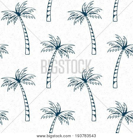 Palm tree pattern. Summer doodles. Fabric design. Tropical palms. Ocean background. Beach rest. Hand drawn effect. Surf sport. Traveling or vacation design.
