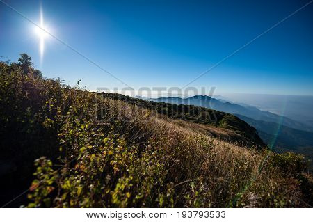 Sun rise at Doi intanon national park Thailand