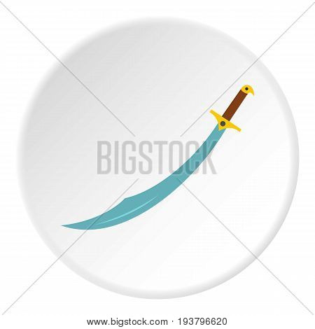 Arabian scimitar sword icon in flat circle isolated vector illustration for web