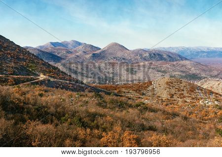 Hills and mountains in autumn colors. Bosnia and Herzegovina