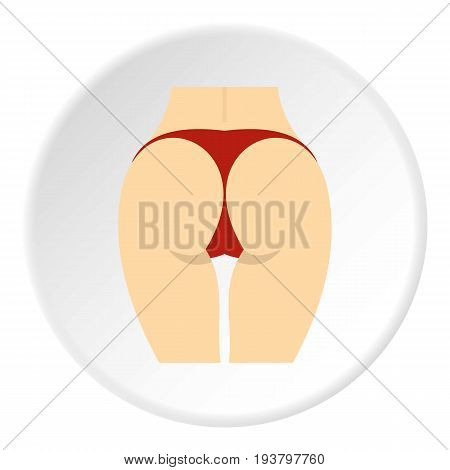 Female buttocks in red panties icon in flat circle isolated vector illustration for web