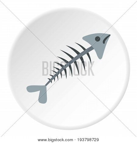 Fish bone icon in flat circle isolated vector illustration for web