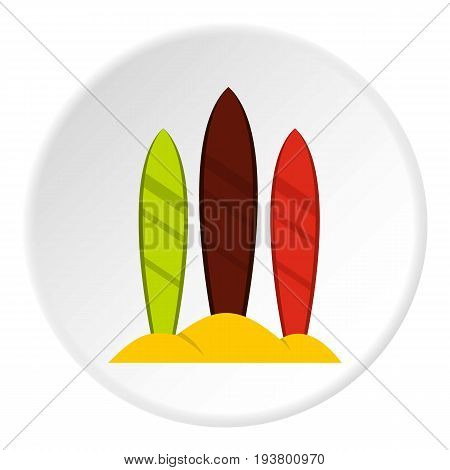Serfing board icon in flat circle isolated vector illustration for web
