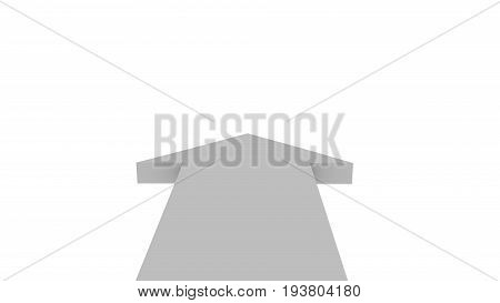 White arrow isolated on white. 3d illustration