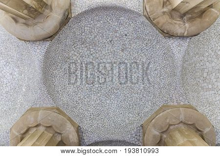 Ceiling of the Hypostyle Room under Nature Square in Park Güell Barcelona