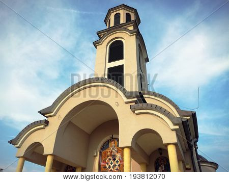 Orthodox church and its tower in Belgrade, Serbia