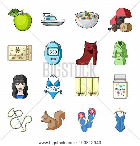 Sewing, sports, travel and other  icon in cartoon style.Fashion, beauty, education icons in set collection.