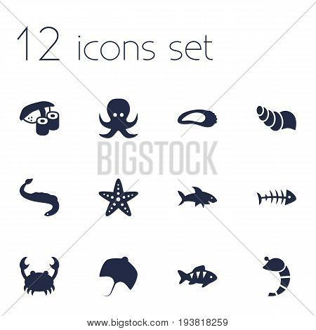 Set Of 12 Food Icons Set.Collection Of Lobster, Acne, Remains And Other Elements.