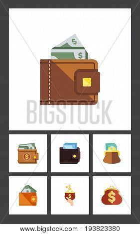 Flat Icon Billfold Set Of Billfold, Saving, Wallet And Other Vector Objects. Also Includes Pouch, Wallet, Payment Elements.