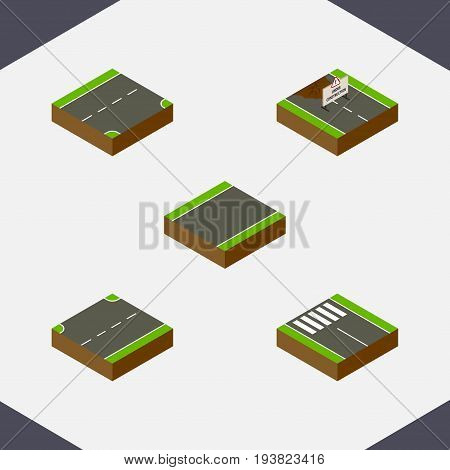 Isometric Road Set Of Repairs, Down, Unilateral And Other Vector Objects. Also Includes Under, Road, Construction Elements.