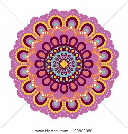 white background with colorful flower mandala vintage decorative ornament vector illustration