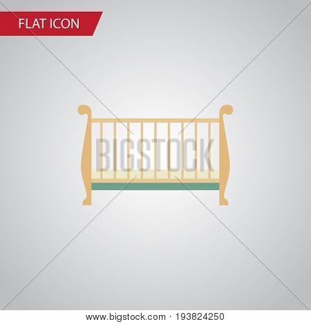 Isolated Crib Flat Icon. Cot Vector Element Can Be Used For Cot, Crib, Bed Design Concept.