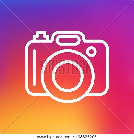 Isolated Photo Outline Symbol On Clean Background. Vector Dslr Camera Element In Trendy Style.