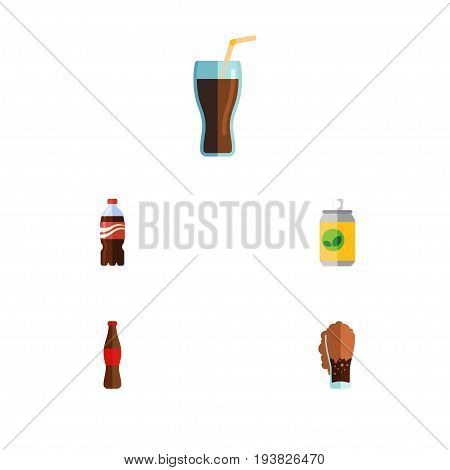 Flat Icon Soda Set Of Soda, Bottle, Beverage And Other Vector Objects. Also Includes Cola, Carbonated, Beverage Elements.