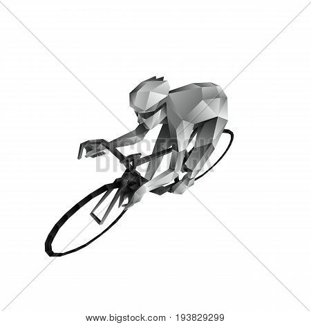 Abstract Polygonal cyclist. Cycle racing low poly sport vector background.