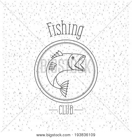 white background with sparkle of monochrome silhouette emblem with salmon bass fish logo fishing club vector illustration