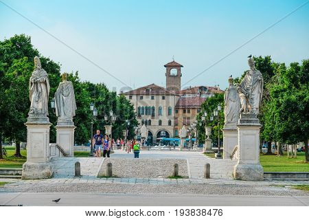 PADOVA, ITALY - June, 22, 2017: Prato della Valle, the square in a center of Padova, Italy