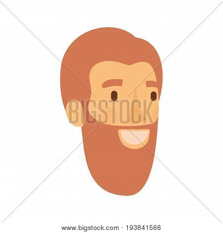 colorful silhouette of man face with reddish hair and bearded vector illustration