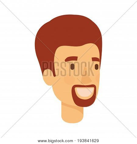 colorful silhouette of man face with short red hair and van dyke beard vector illustration