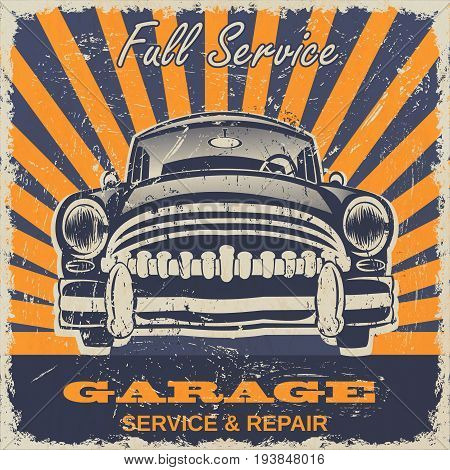 Vintage garage service & repair retro poster