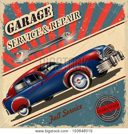 Vintage garage service & repair retro poster