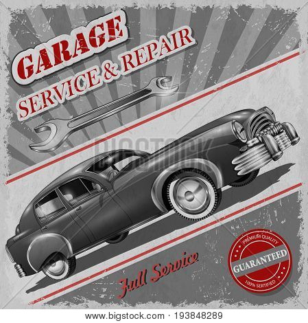 Vintage garage service & repair retro poster