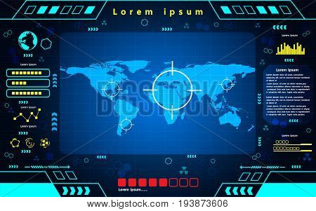 Futuristic interface world map technology  background design.